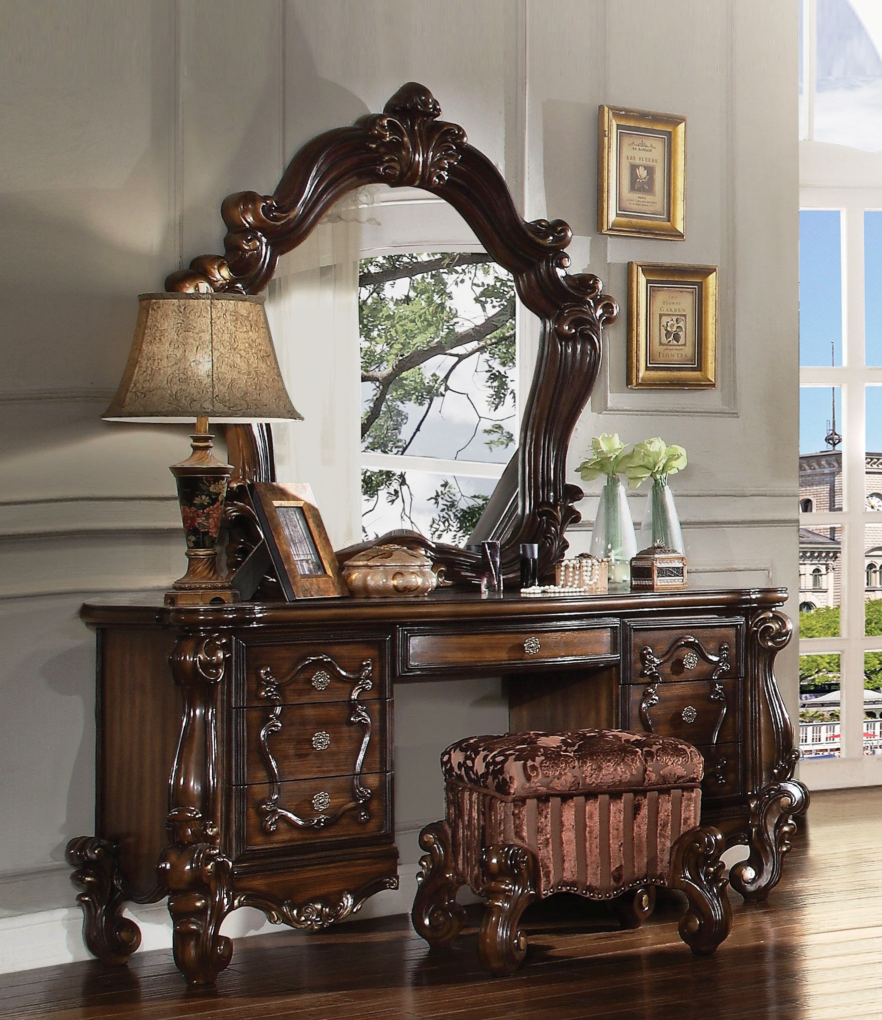 Versailles Cherry Oak Vanity Desk