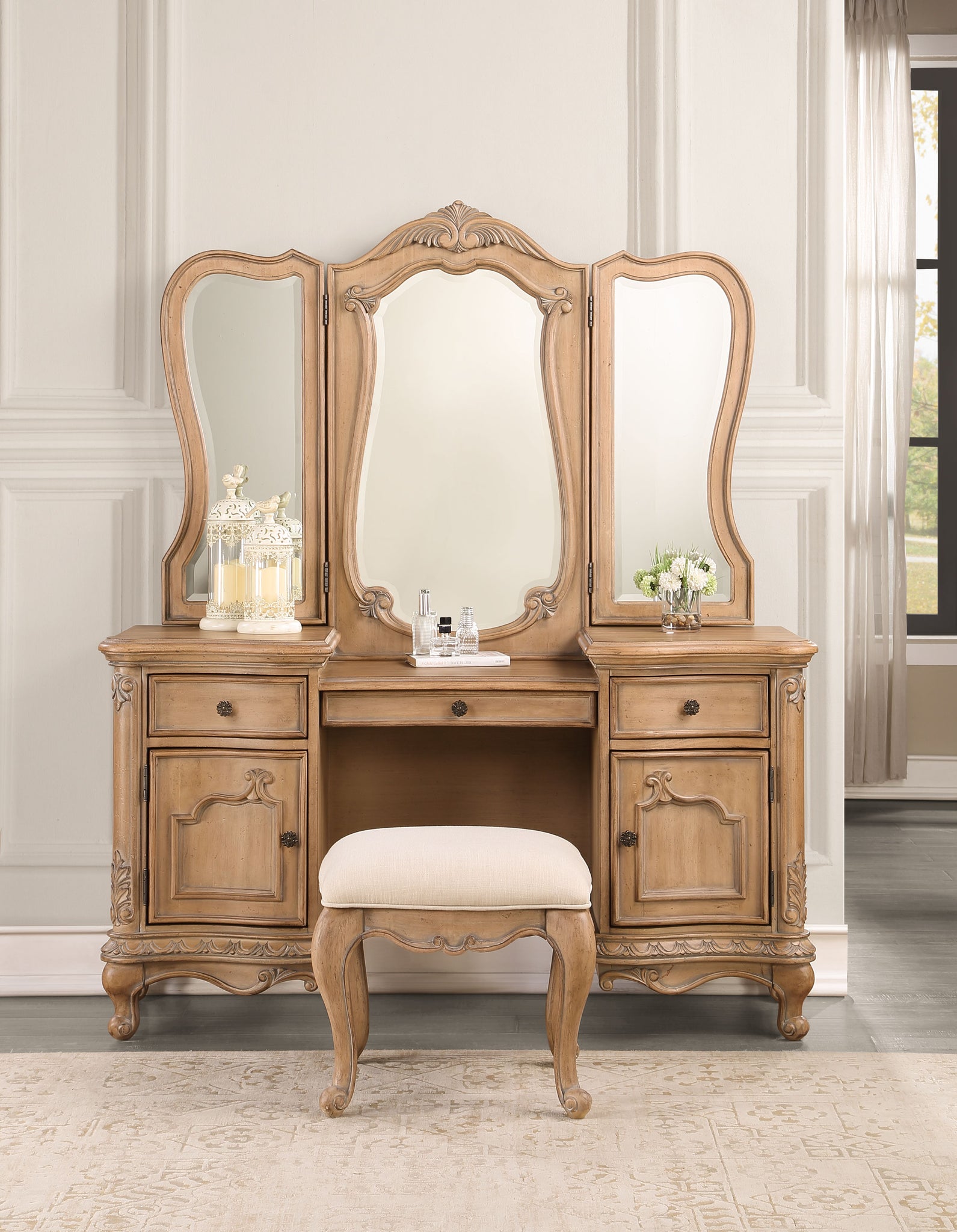 Teagan Oak Vanity Desk