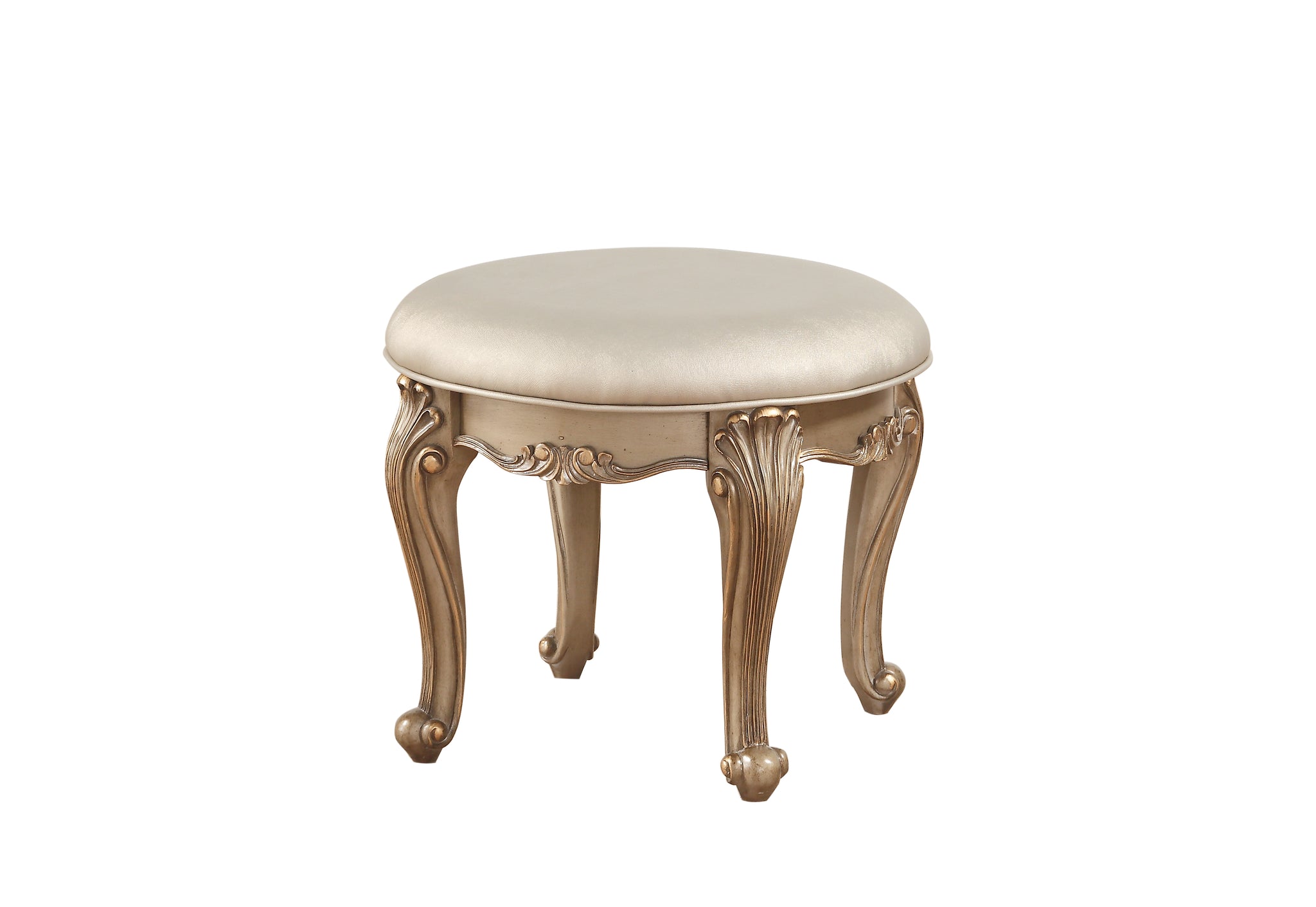 Orianne Champagne PU & Antique Gold Vanity Stool image