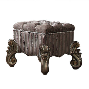 Versailles Fabric & Antique Platinum Vanity Stool