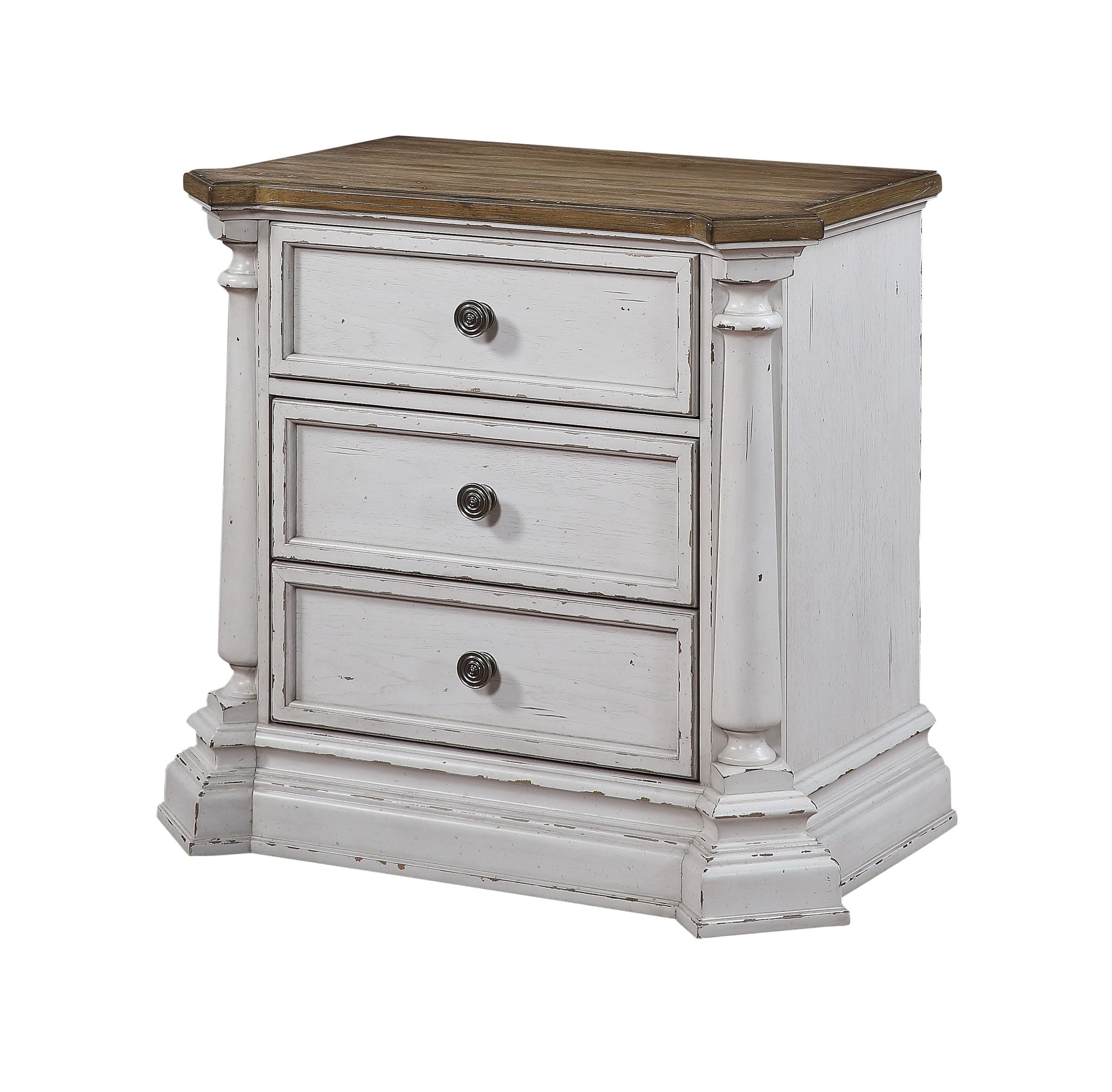 York Shire Antique White & Dark Charcoal Nightstand