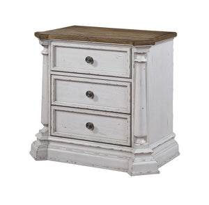 York Shire Antique White & Dark Charcoal Nightstand image