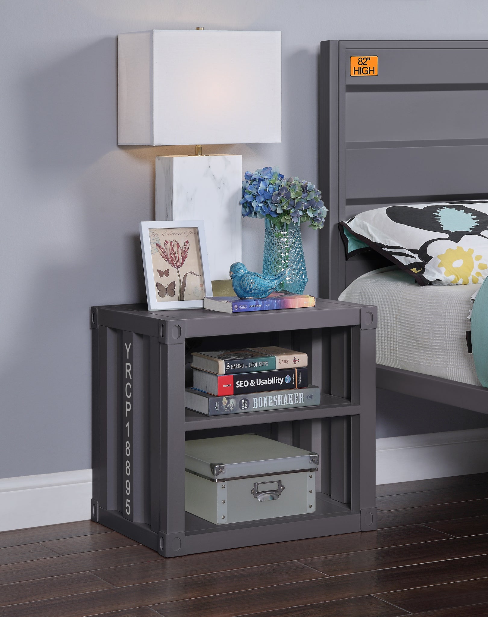 Cargo Gunmetal Nightstand (USB)