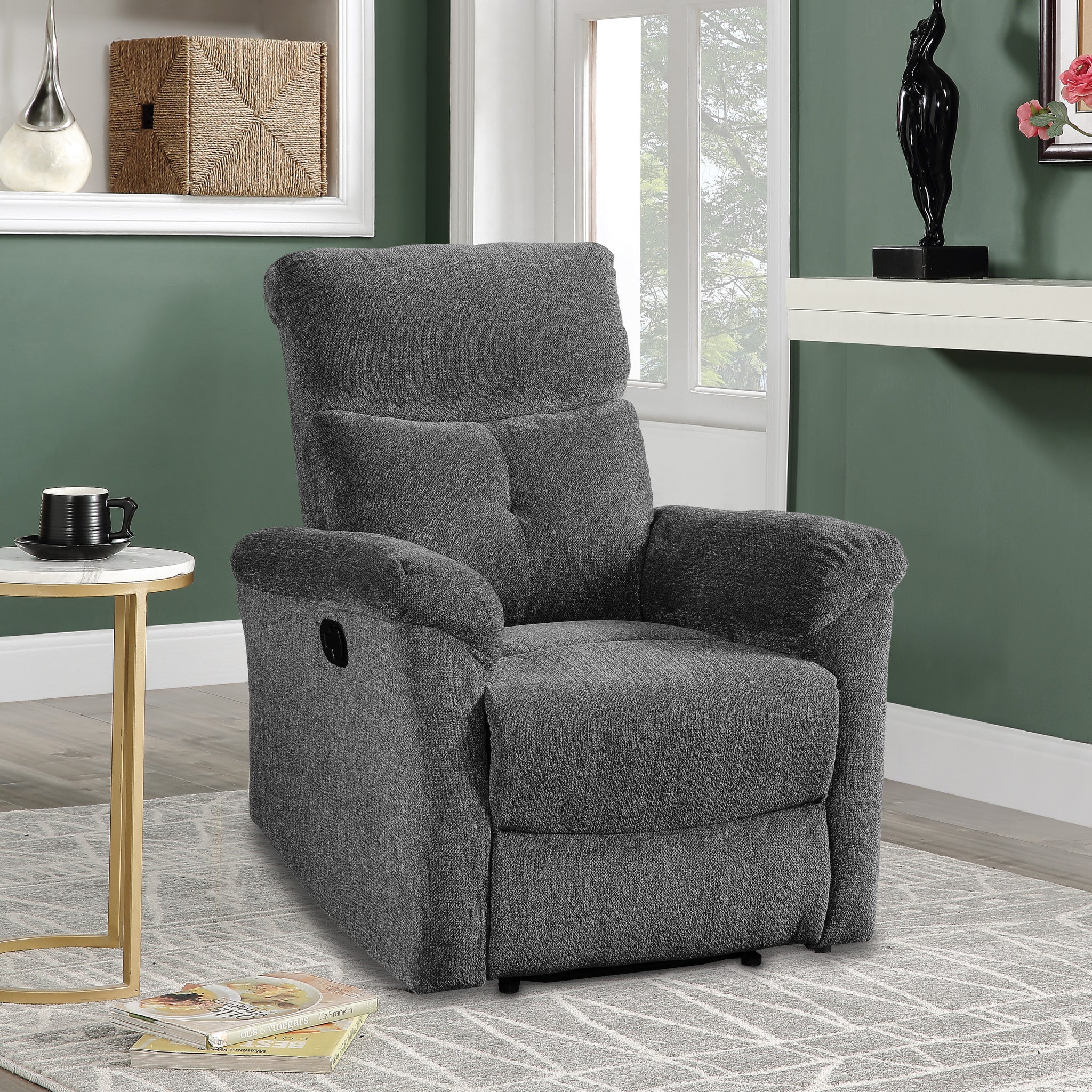 Treyton Gray Chenille Glider Recliner