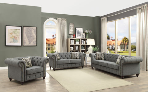 Aurelia Gray Linen Sofa w/2 Pillows