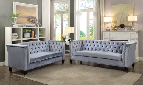 Honor Blue-Gray Velvet Sofa