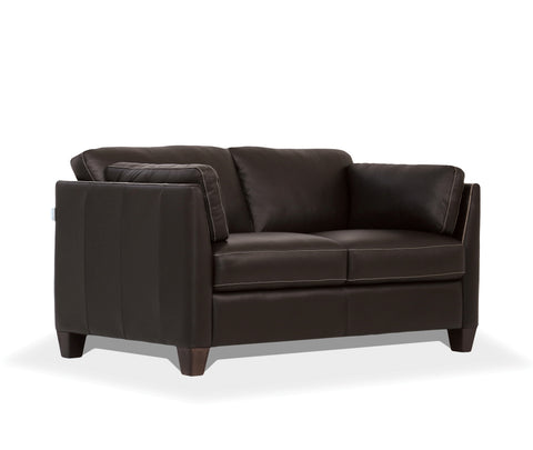 Matias Chocolate Leather Loveseat