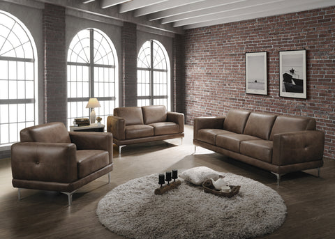 Reagan 2-Tone Mocha Polished Microfiber Sofa