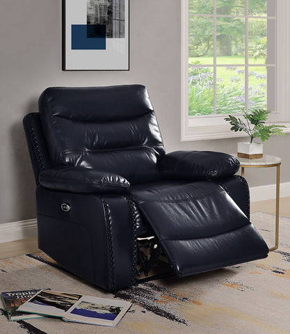 Aashi Navy Leather-Gel Match Recliner (Power Motion)