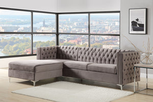 Sullivan Gray Velvet Sectional Sofa