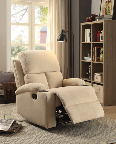 Rosia Beige Velvet Recliner (Motion)