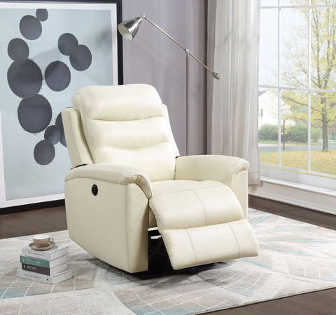 Ava Beige Top Grain Leather Match Recliner (Power Motion)