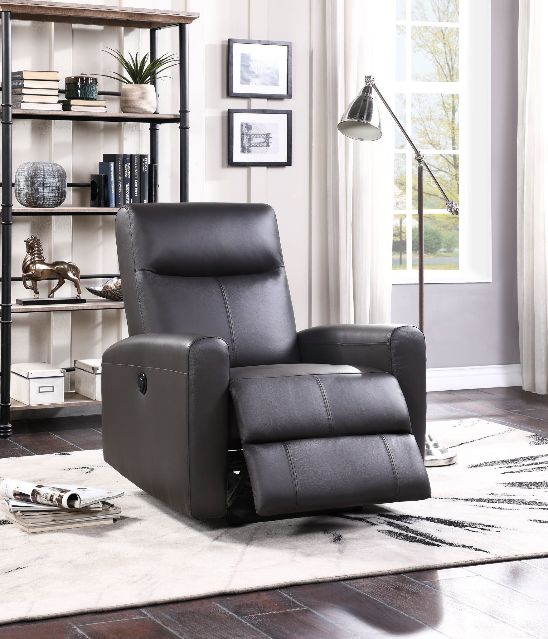 Blane Brown Top Grain Leather Match Recliner (Power Motion) image