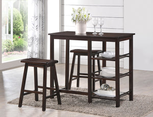 Nyssa Walnut Counter Height Set (3Pc Pk)