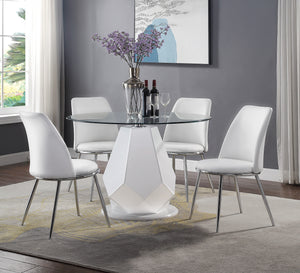 Chara White High Gloss & Clear Glass Top Dining Table image