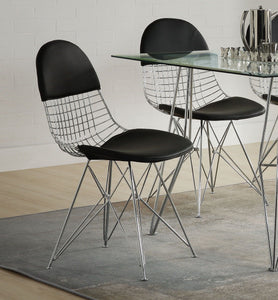 Paula Black PU & Chrome Side Chair