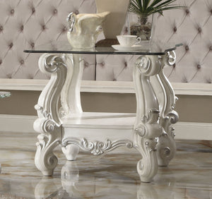 Versailles Bone White & Clear Glass End Table image