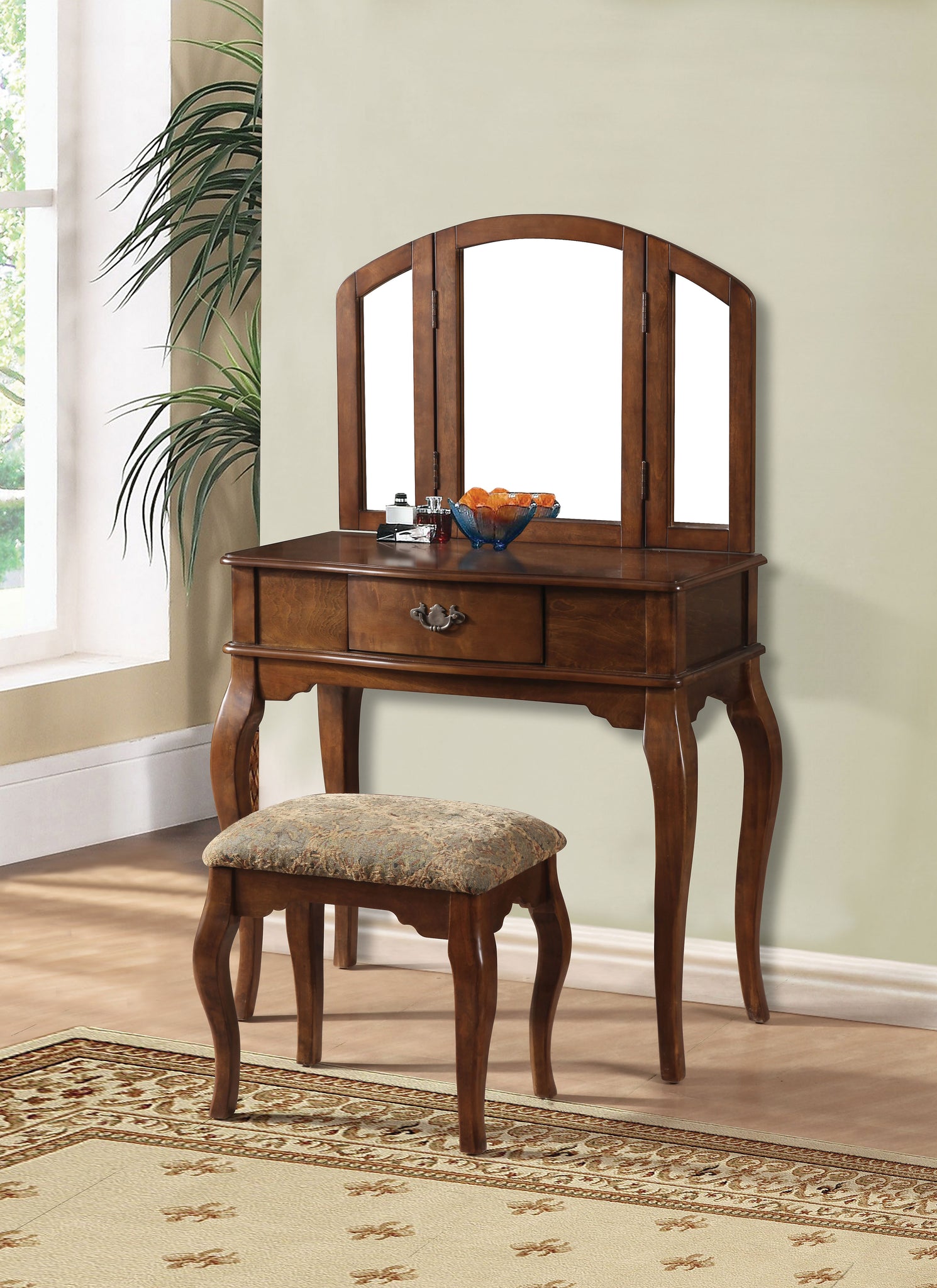 Maren Oak Vanity Desk & Stool