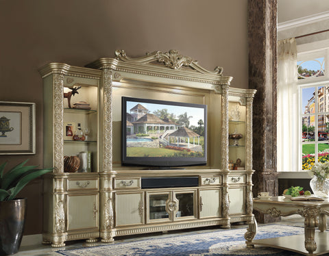 Vendome II Gold Patina & Bone Entertainment Center (Side Piers & Bridge)