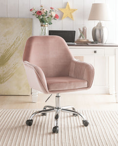 Eimer Peach Velvet & Chrome Office Chair