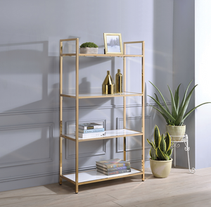 Ottey White High Gloss & Gold Bookshelf image