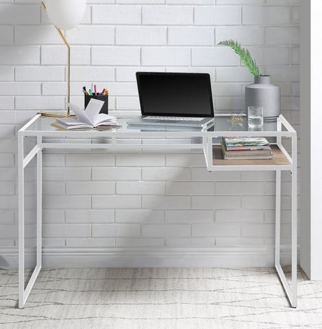 Yasin White & Glass Desk