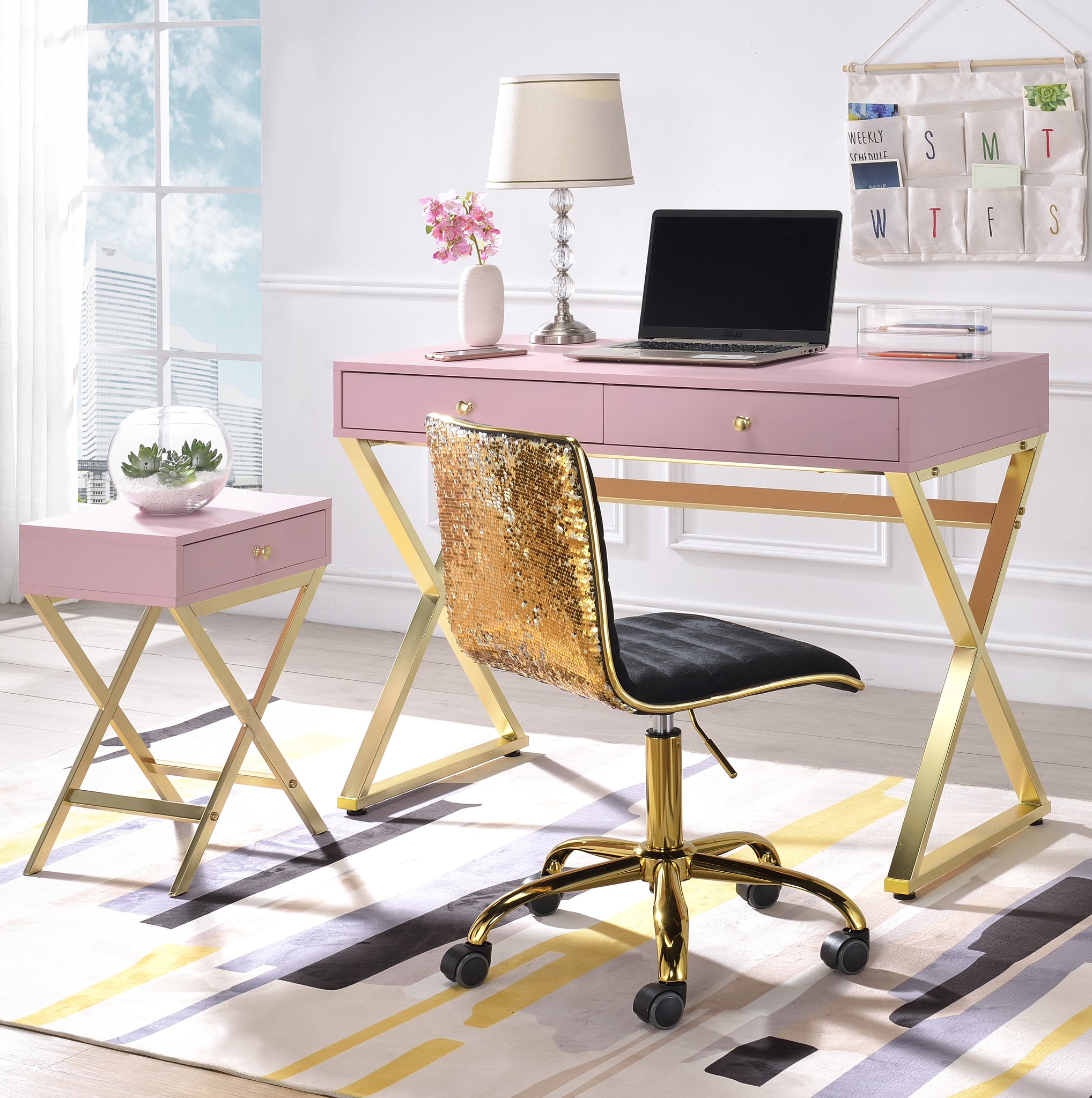 Coleen Pink & Gold Desk