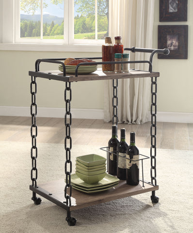 Jodie Rustic Oak & Antique Black Serving Cart image