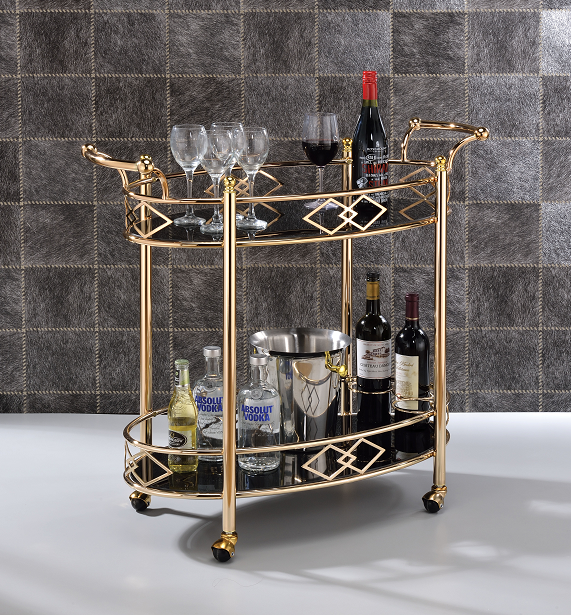 Ottesen Gold & Black Glass Serving Cart image