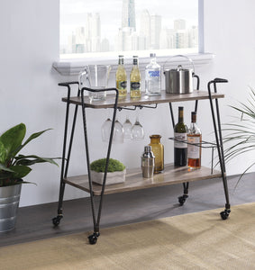 Paulsen Rustic Oak & Dark Bronze Serving Cart image