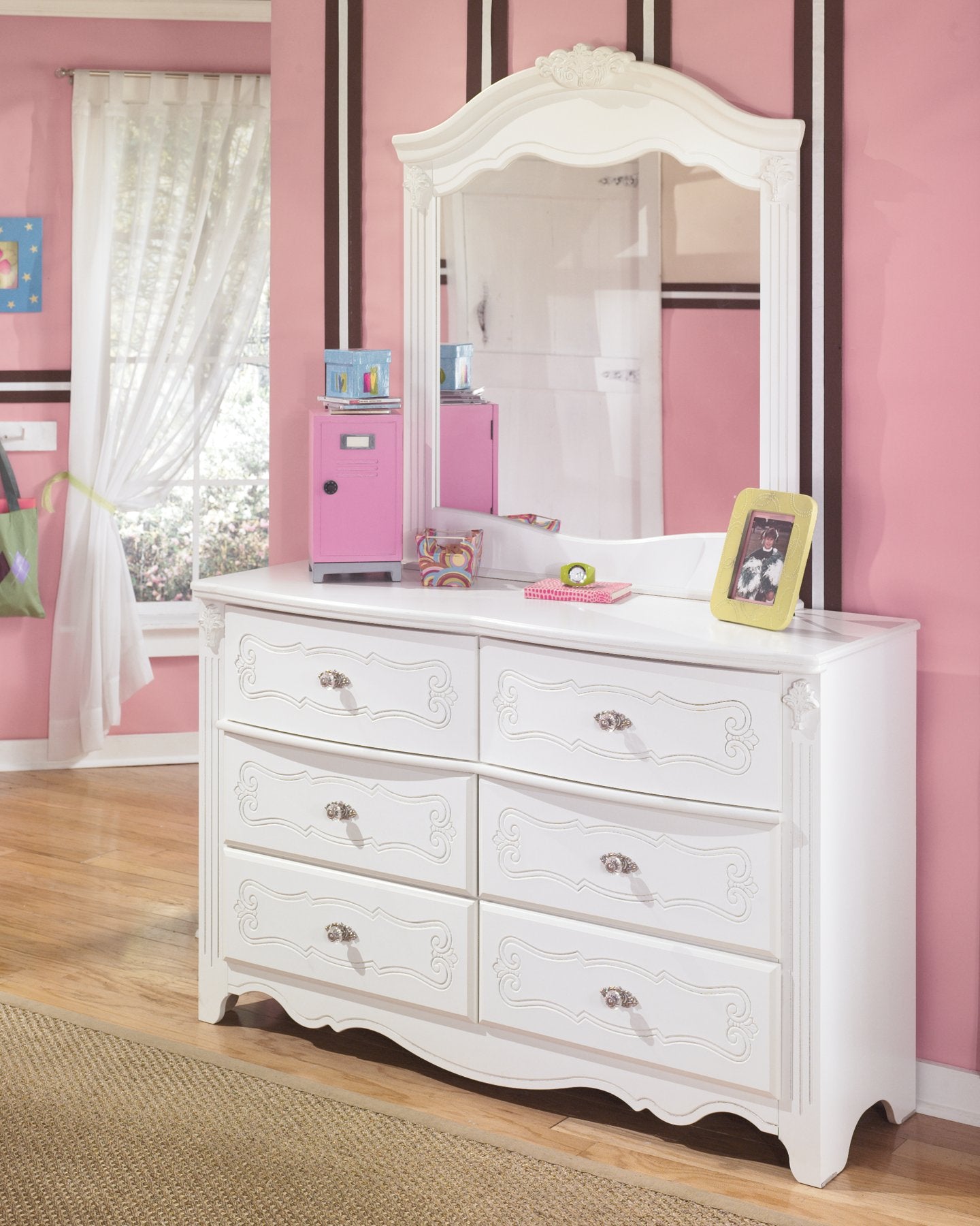 white christmas dresses Ashley Fortman Dresser And Mirror In White main image 1