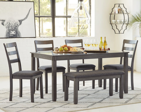 Bridson Dining Table and Chairs with Bench (Set of 6) image