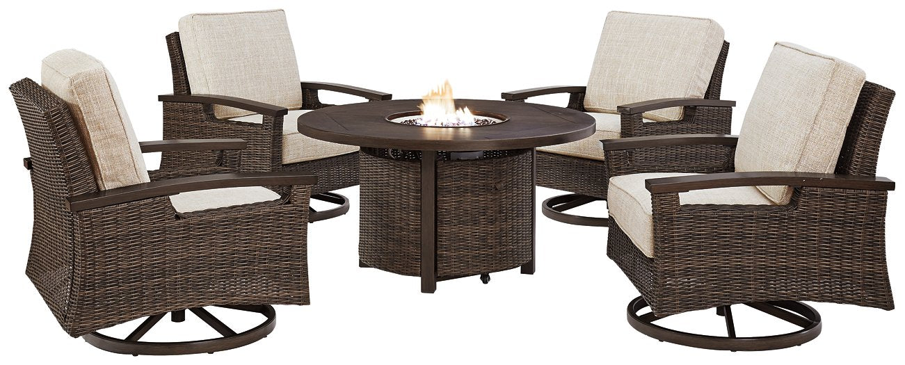 Paradise Trail 5-Piece Outdoor Fire Pit Table and Chair Set image