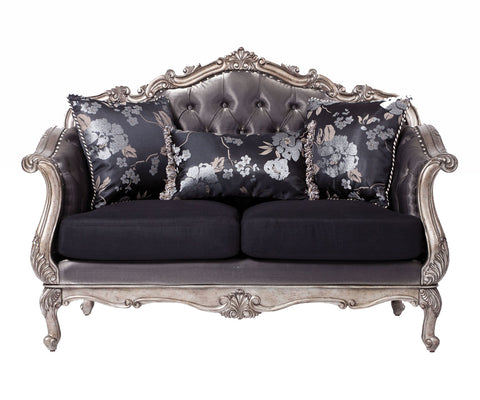 Acme Chantelle Loveseat w/3 Pillows in Antique Platinum 51541 image